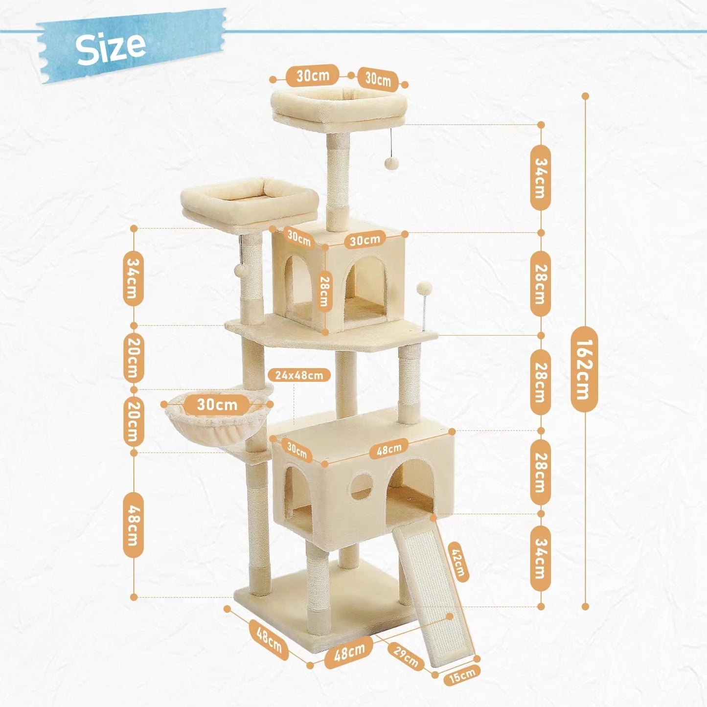 Multi-Level Luxury Cat Tree Tower with Condo Hammock Cat Scrapers with Scratching Post Cat Accessories Cat Toy for Indoor Cats