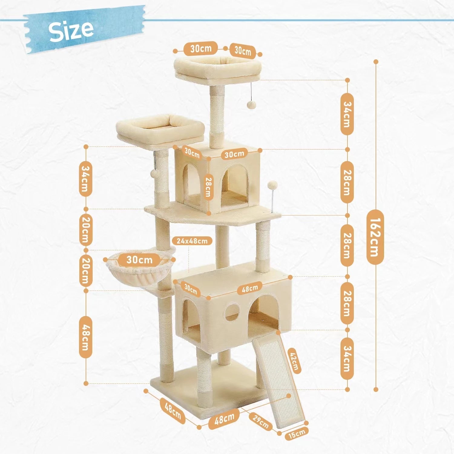 Multi-Level Luxury Cat Tree Tower with Condo Hammock Cat Scrapers with Scratching Post Cat Accessories Cat Toy for Indoor Cats