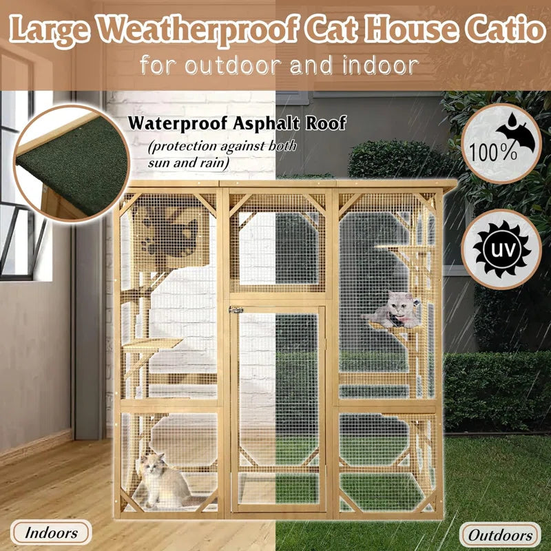 Euretta Indoor/Outdoor Playpen Catio Outdoor Cat Enclosure Large Cat House Waterproof