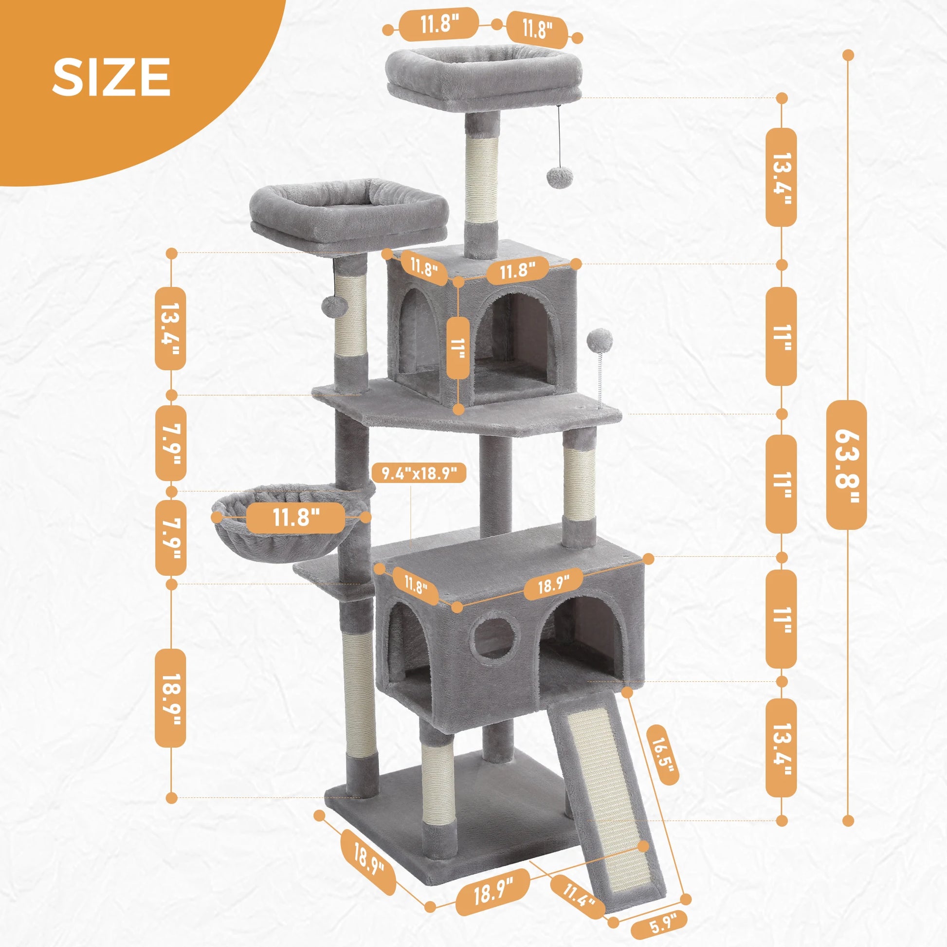 Multi-Level Luxury Cat Tree Tower with Condo Hammock Cat Scrapers with Scratching Post Cat Accessories Cat Toy for Indoor Cats