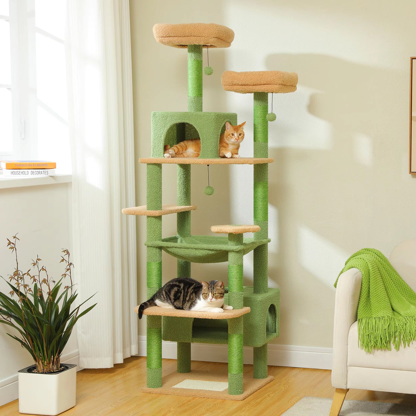 Multi-Level Luxury Cat Tree Tower with Condo Hammock Cat Scrapers with Scratching Post Cat Accessories Cat Toy for Indoor Cats