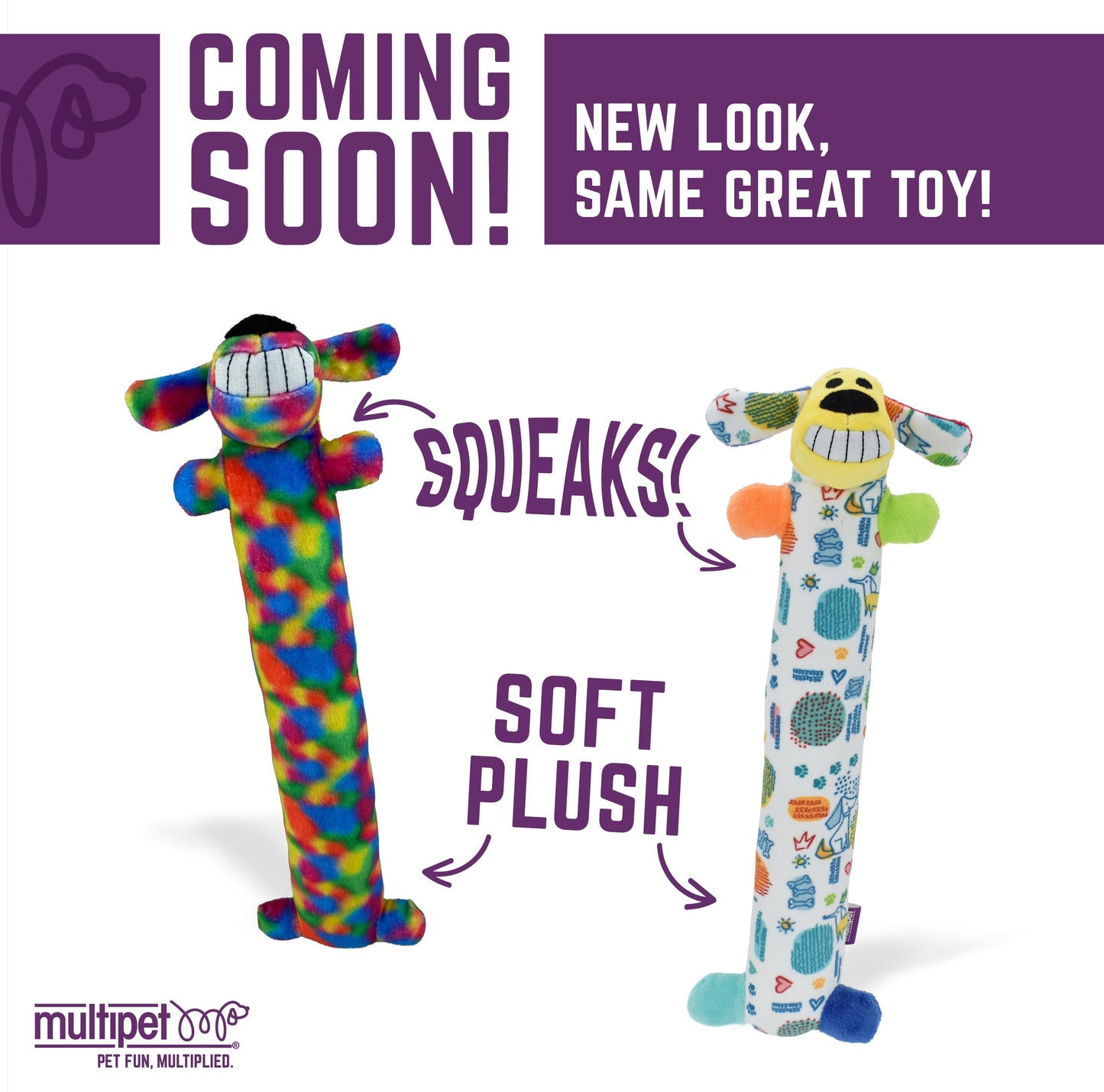 Plush Smiling Dog Toy, Medium Size, Squeaker