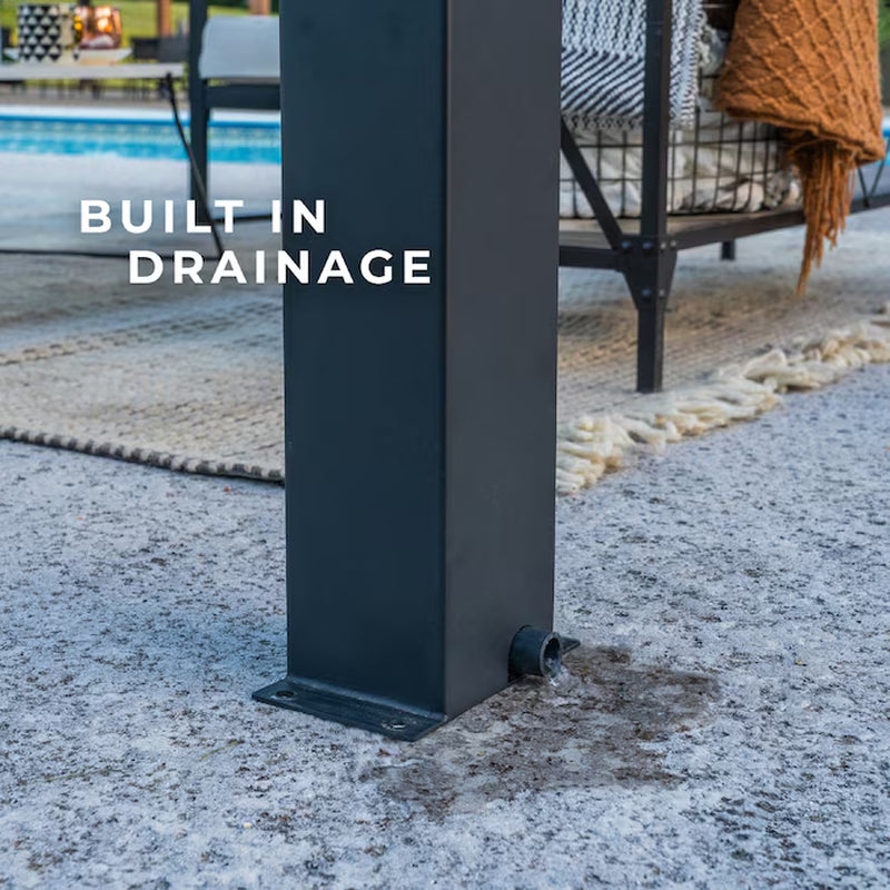 Sarasota 16-Ft W X 10-Ft L X 8-Ft 2-In H Black Metal Freestanding Pergola with Canopy