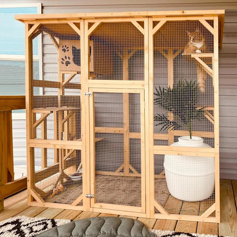Euretta Indoor/Outdoor Playpen Catio Outdoor Cat Enclosure Large Cat House Waterproof
