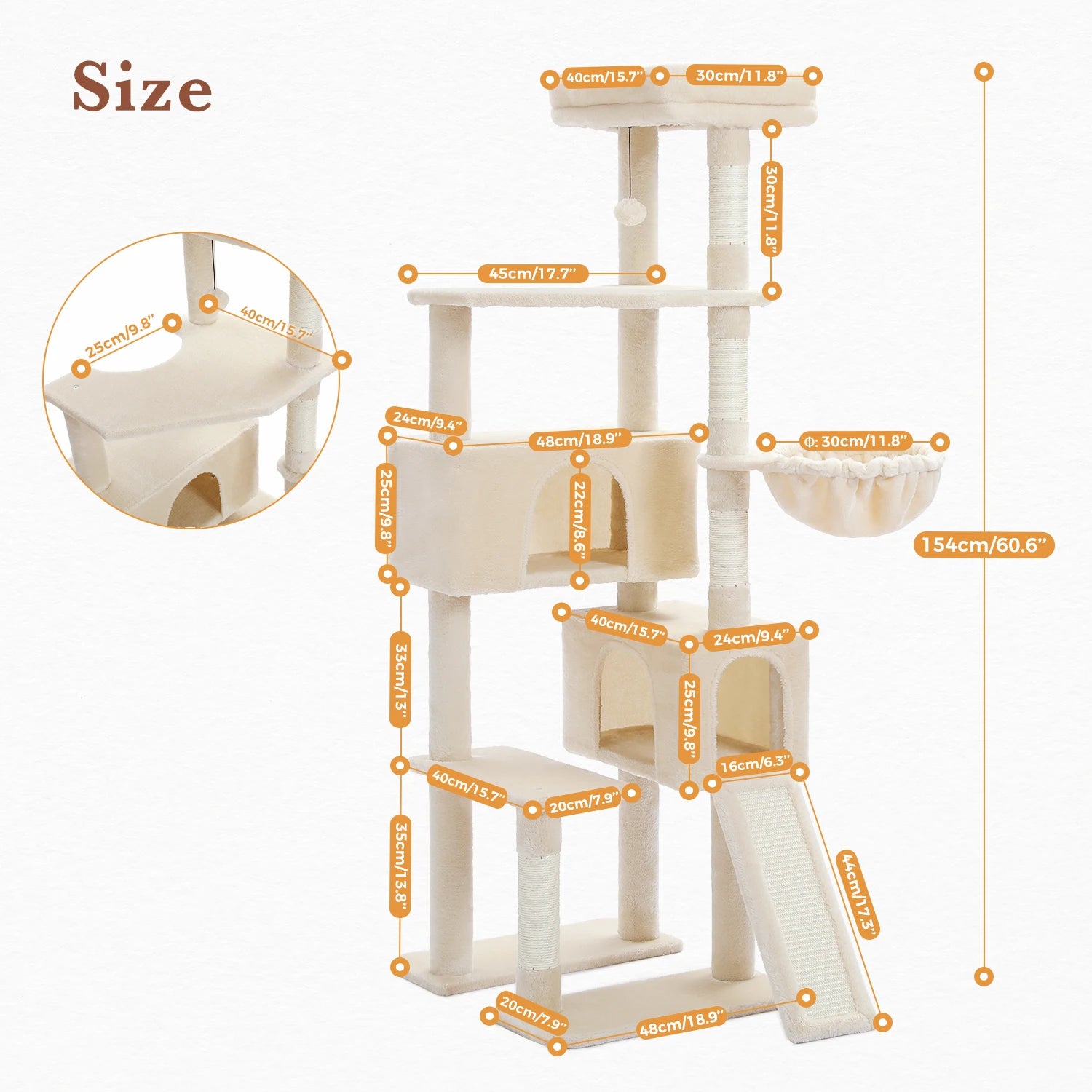 Multi-Level Luxury Cat Tree Tower with Condo Hammock Cat Scrapers with Scratching Post Cat Accessories Cat Toy for Indoor Cats