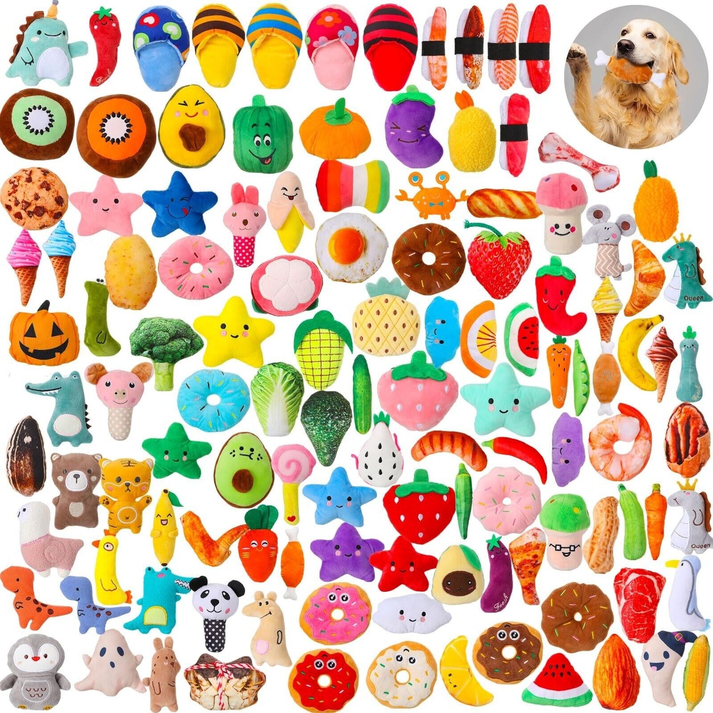 120 Pack Small Squeaky Dog Toys Bulk for Puppy Small Dogs Pets Cute Plush Stu...