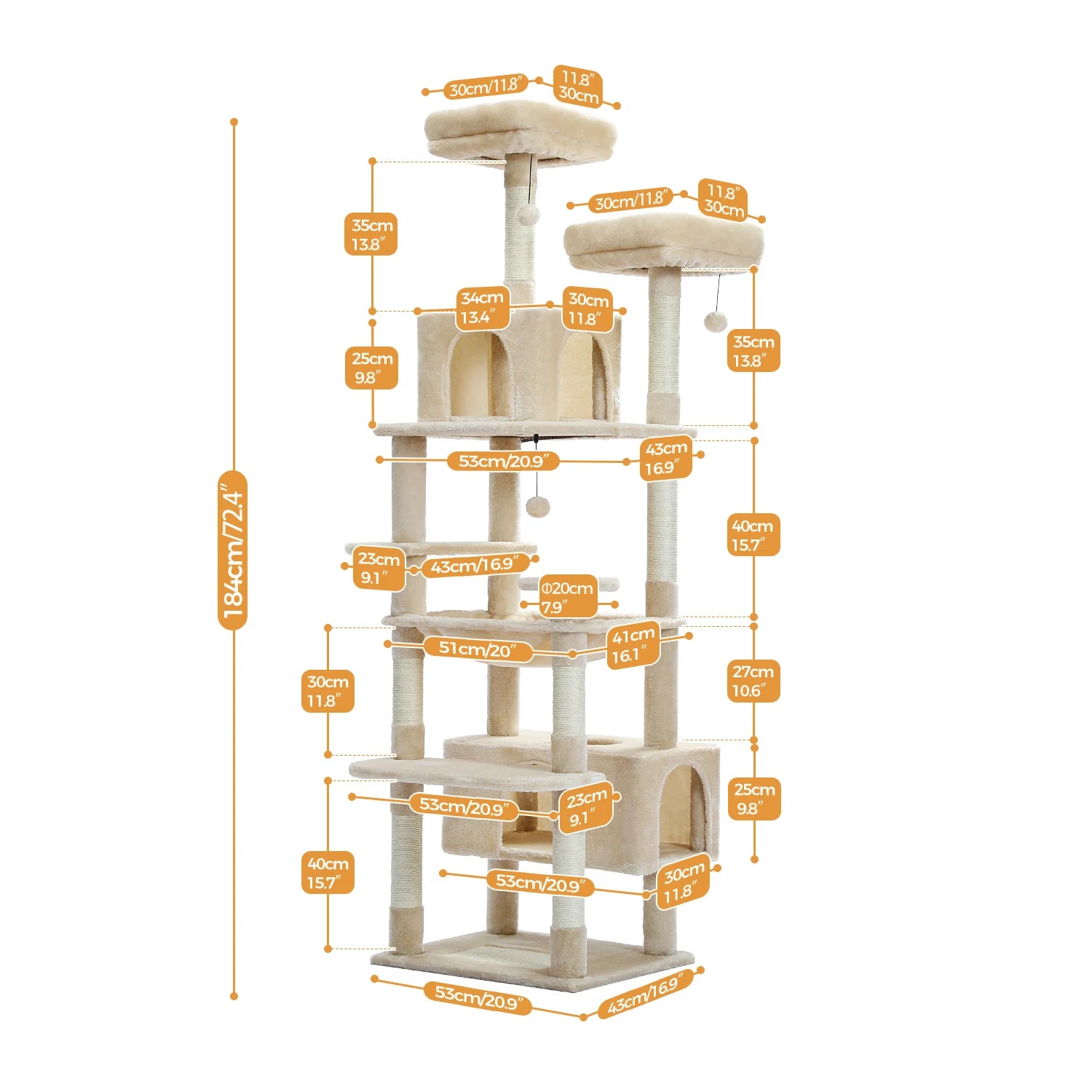 Multi-Level Luxury Cat Tree Tower with Condo Hammock Cat Scrapers with Scratching Post Cat Accessories Cat Toy for Indoor Cats
