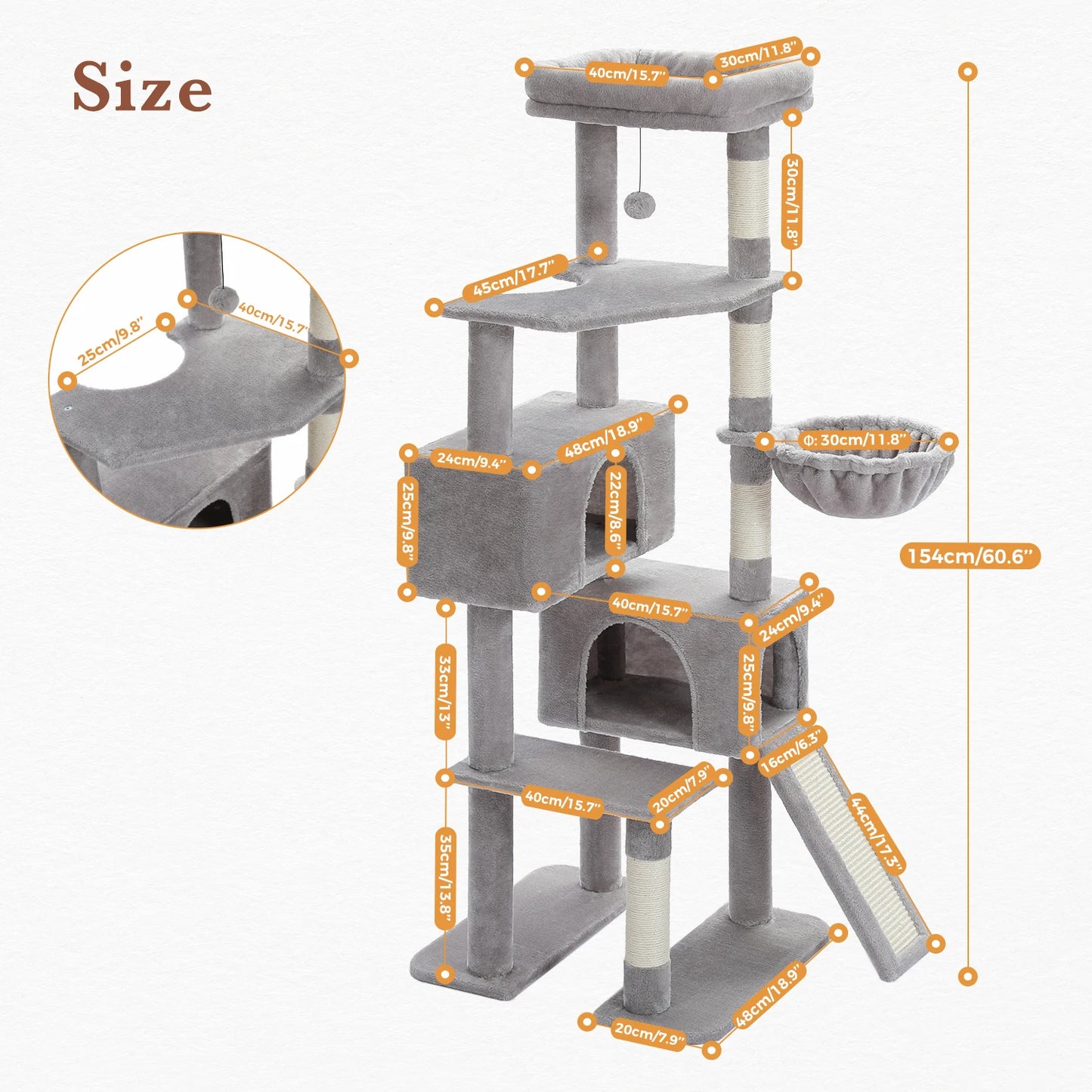 Multi-Level Luxury Cat Tree Tower with Condo Hammock Cat Scrapers with Scratching Post Cat Accessories Cat Toy for Indoor Cats