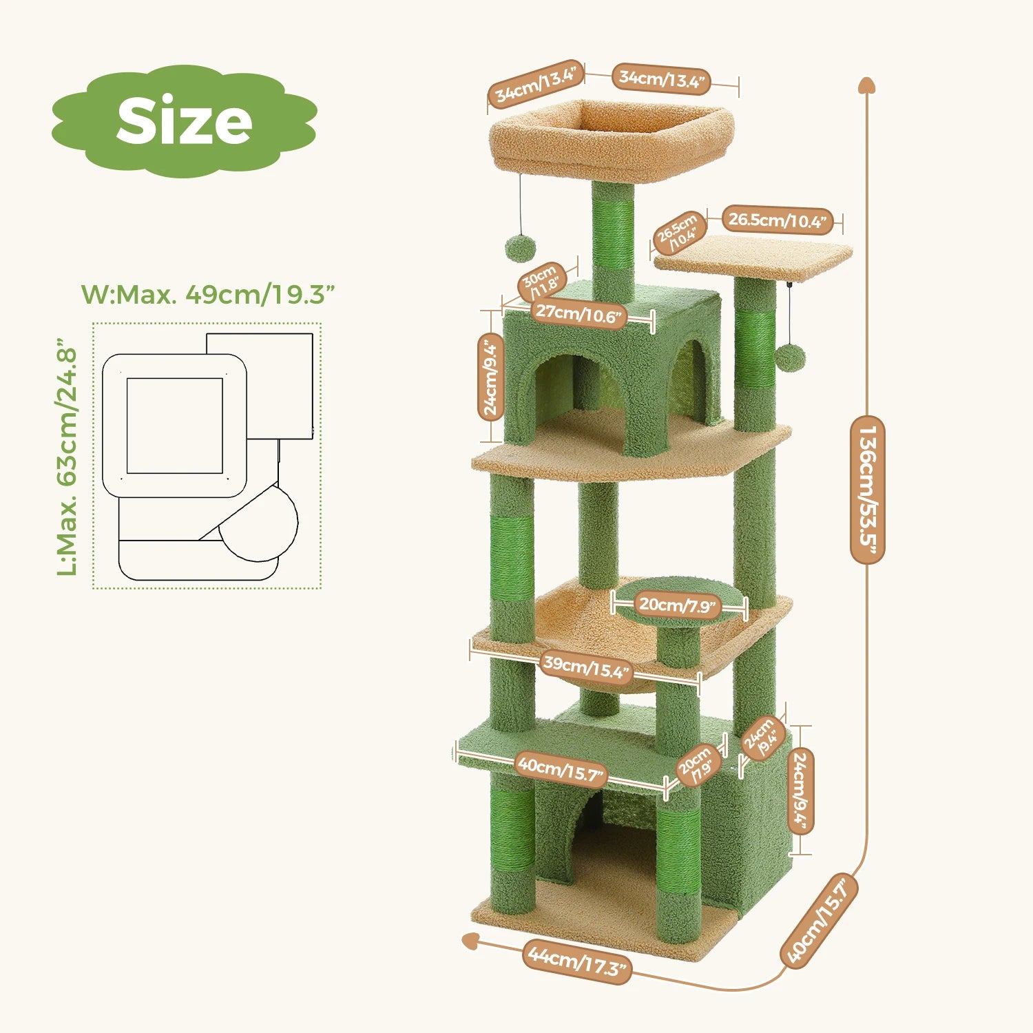 Multi-Level Luxury Cat Tree Tower with Condo Hammock Cat Scrapers with Scratching Post Cat Accessories Cat Toy for Indoor Cats