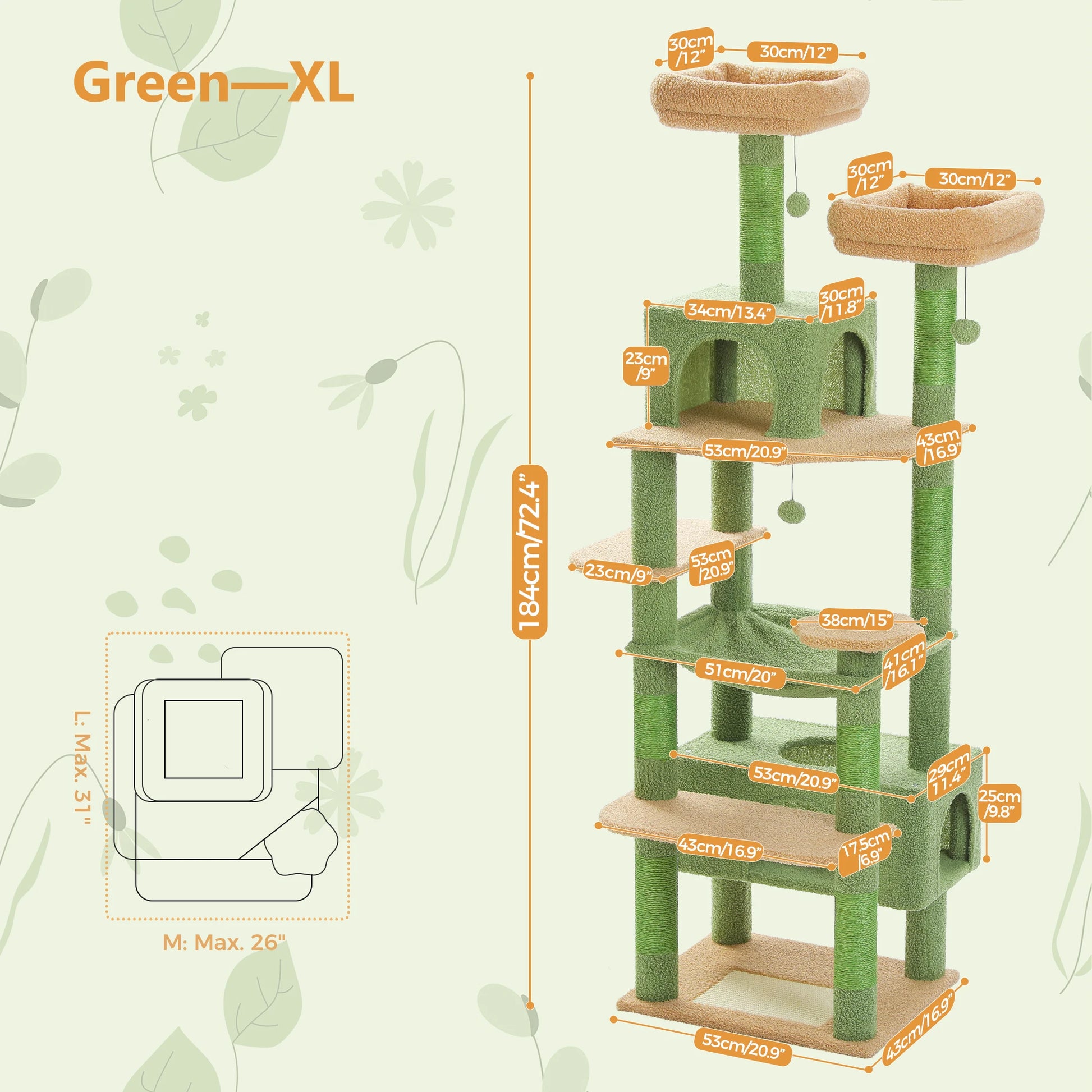 Multi-Level Luxury Cat Tree Tower with Condo Hammock Cat Scrapers with Scratching Post Cat Accessories Cat Toy for Indoor Cats
