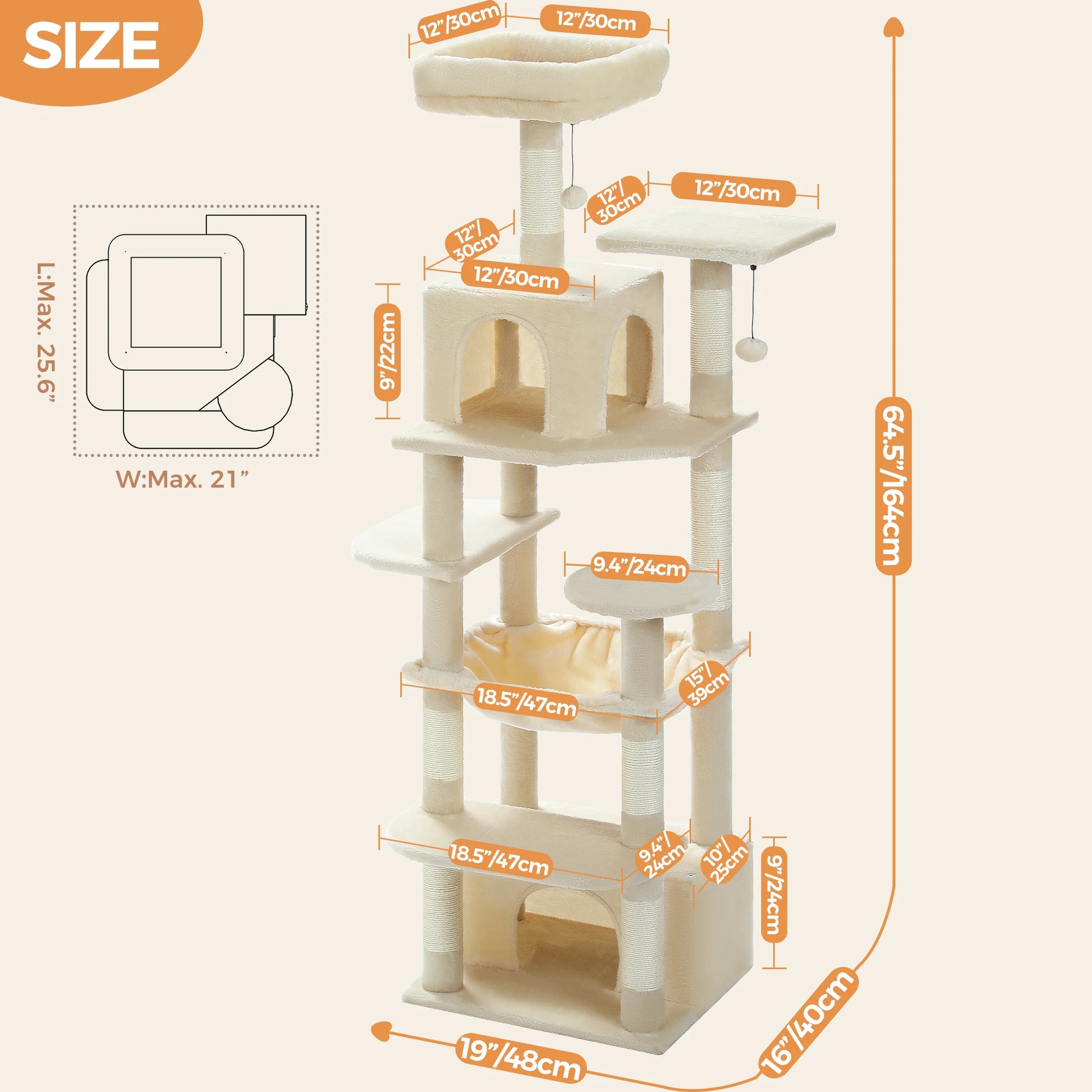 Multi-Level Luxury Cat Tree Tower with Condo Hammock Cat Scrapers with Scratching Post Cat Accessories Cat Toy for Indoor Cats