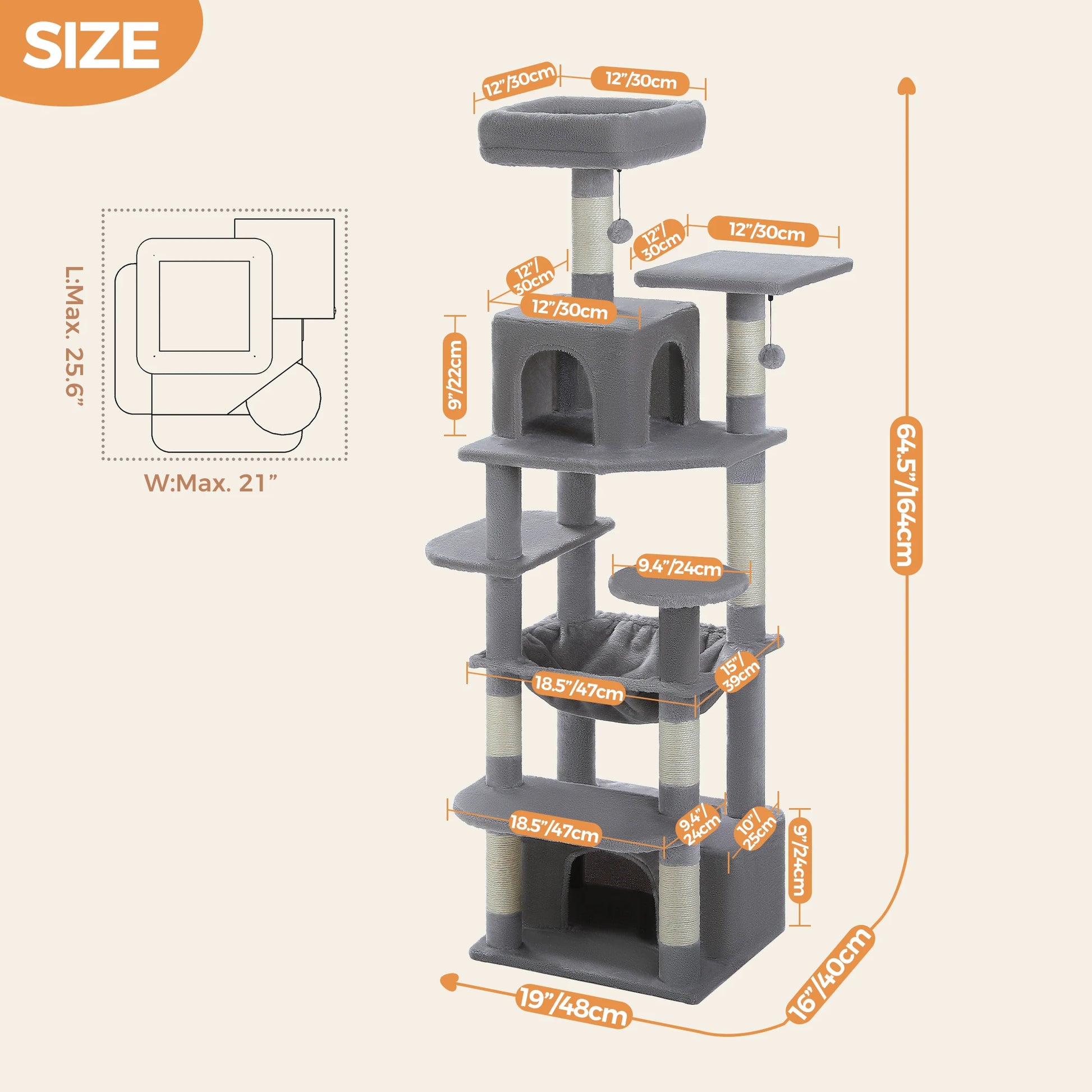Multi-Level Luxury Cat Tree Tower with Condo Hammock Cat Scrapers with Scratching Post Cat Accessories Cat Toy for Indoor Cats