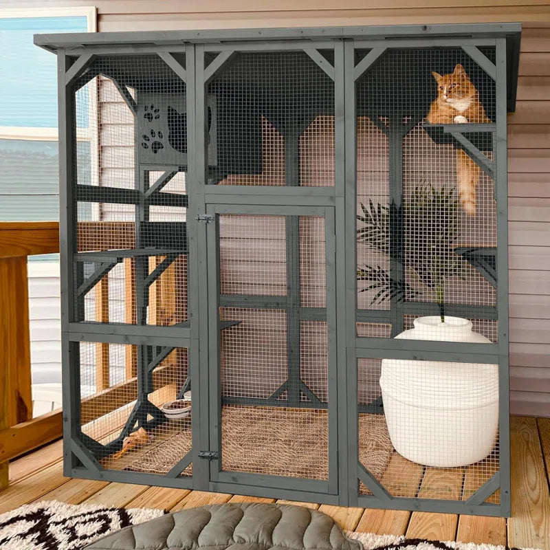 Euretta Indoor/Outdoor Playpen Catio Outdoor Cat Enclosure Large Cat House Waterproof