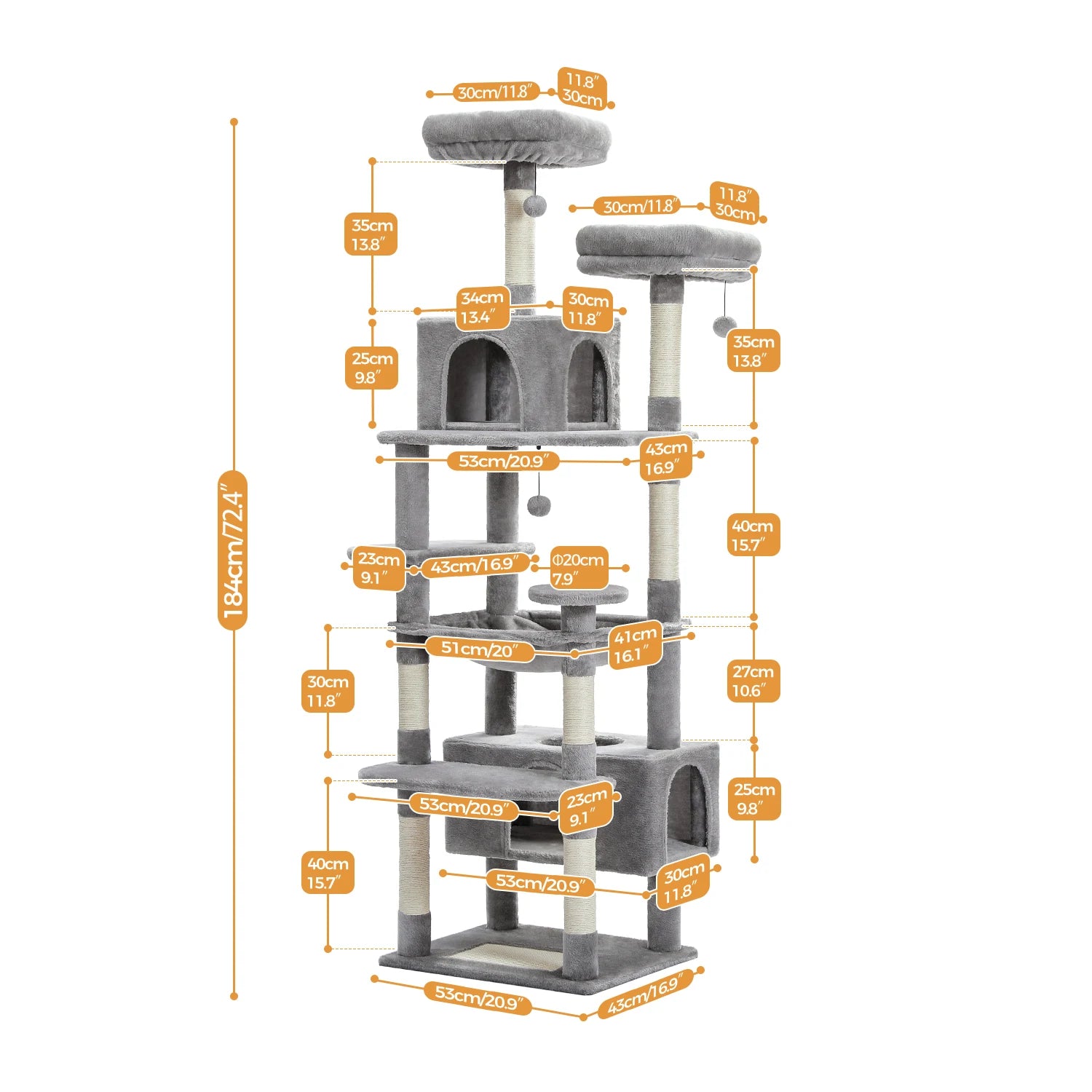 Multi-Level Luxury Cat Tree Tower with Condo Hammock Cat Scrapers with Scratching Post Cat Accessories Cat Toy for Indoor Cats