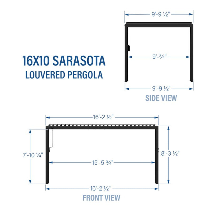Sarasota 16-Ft W X 10-Ft L X 8-Ft 2-In H Black Metal Freestanding Pergola with Canopy