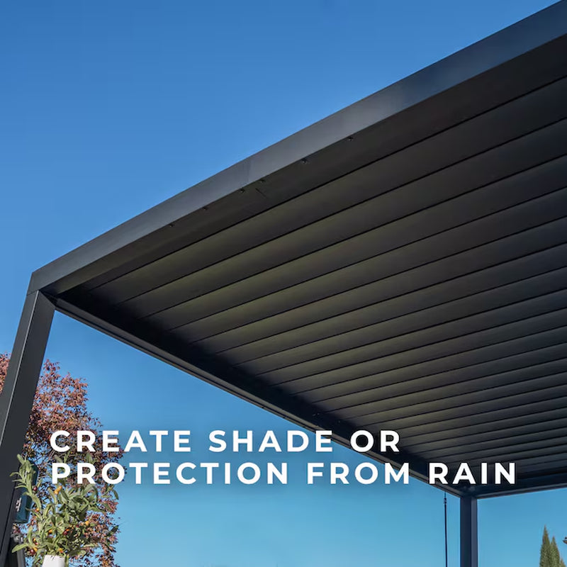 Sarasota 16-Ft W X 10-Ft L X 8-Ft 2-In H Black Metal Freestanding Pergola with Canopy