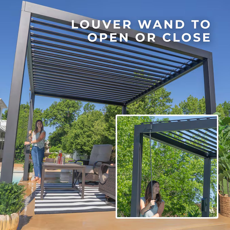 Sarasota 16-Ft W X 10-Ft L X 8-Ft 2-In H Black Metal Freestanding Pergola with Canopy
