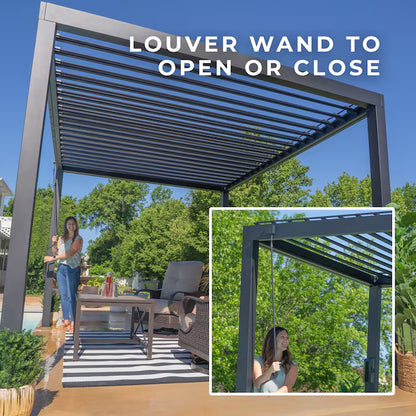 Sarasota 16-Ft W X 10-Ft L X 8-Ft 2-In H Black Metal Freestanding Pergola with Canopy
