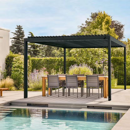 Sarasota 16-Ft W X 10-Ft L X 8-Ft 2-In H Black Metal Freestanding Pergola with Canopy